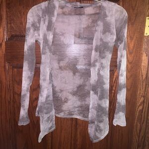 Sheer Gray Tie-Dye Cardigan